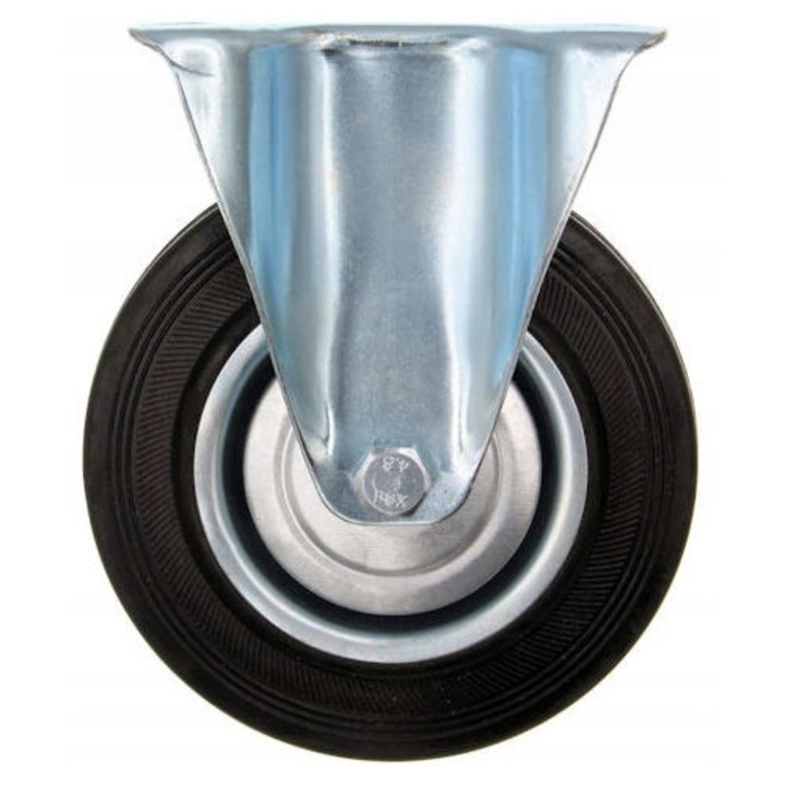Roată metal-cauciuc, 125mm, neagră, sarcină maximă 100kg