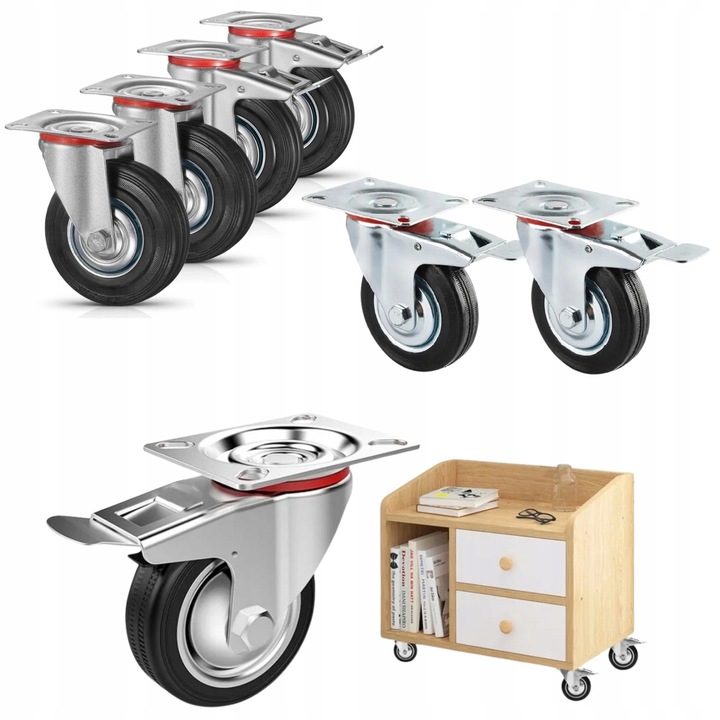 Set roti pivotante S-IMPORT, 4 buc, 160 mm, poliuretan, 450 kg