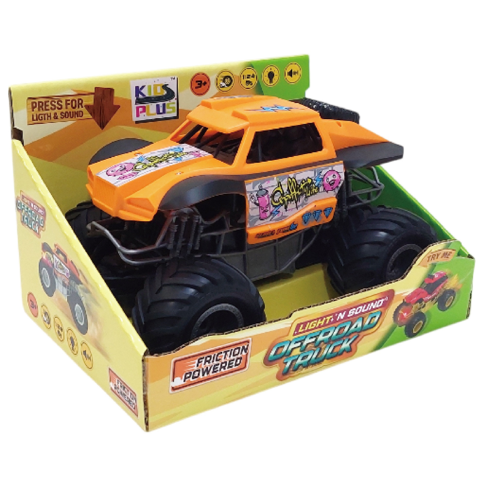 Masinuta Kids Plus - Offroad Track, cu lumini si sunete, portocaliu, 1:24