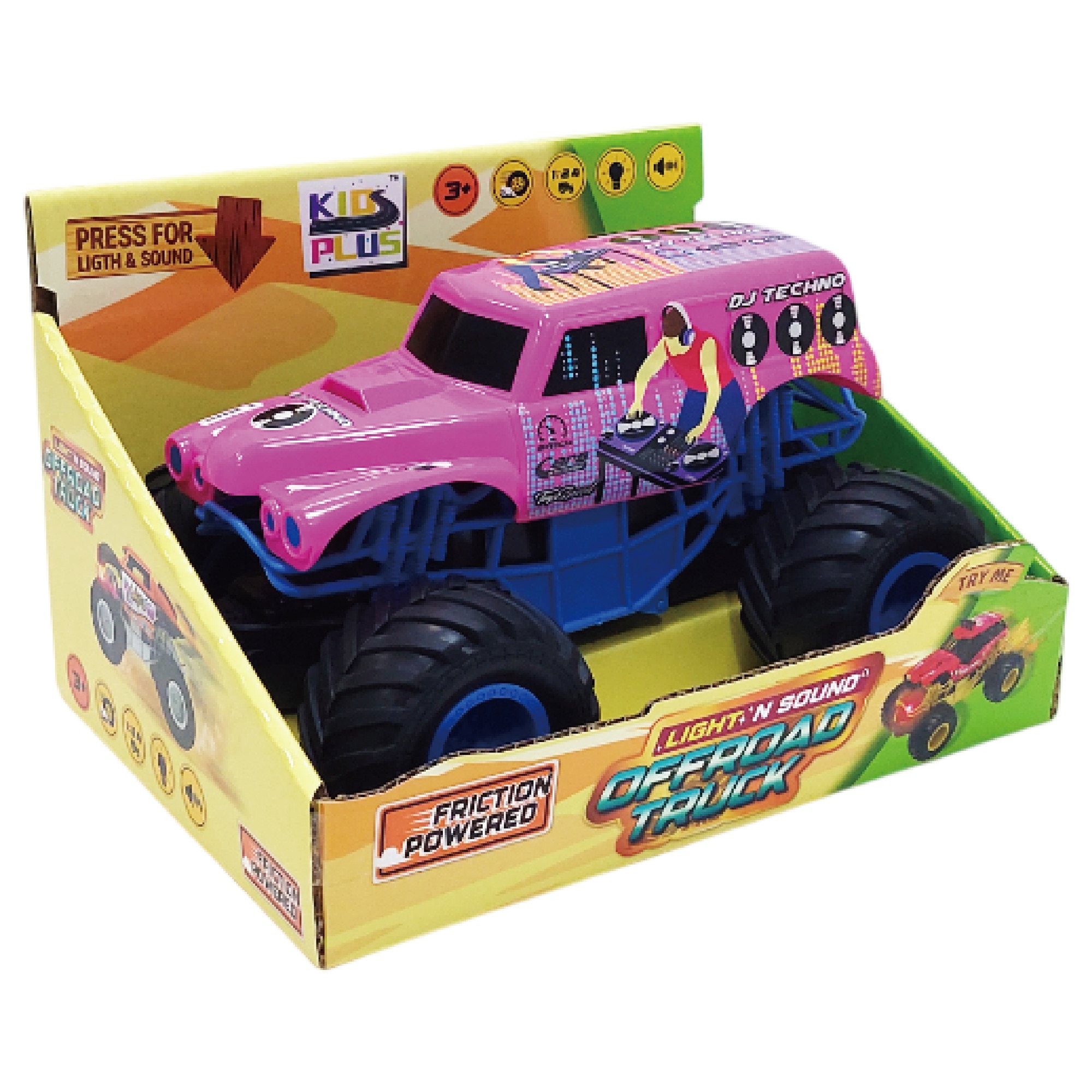 Masinuta Kids Plus - Offroad Track, cu lumini si sunete, roz, 1:24