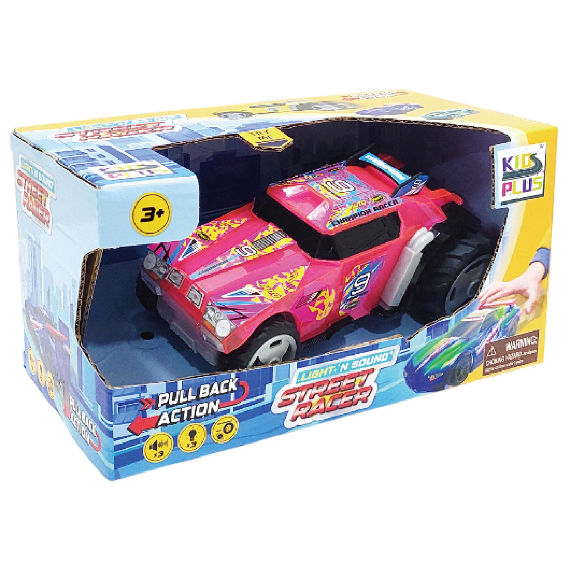 Masinuta Kids Plus - Street Racer, cu lumini si sunete, roz, 1:24