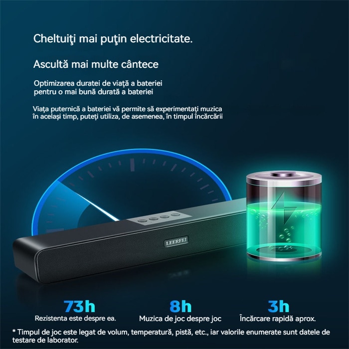 Soundbar, Boxe PC, sunet stereo, Bluetooth, 3, 5 mm AUX, card TF, alimentare USB, sunet surround 3D, potrivit pentru computere, telefoane mobile, console de jocuri si alte dispozitive, negru