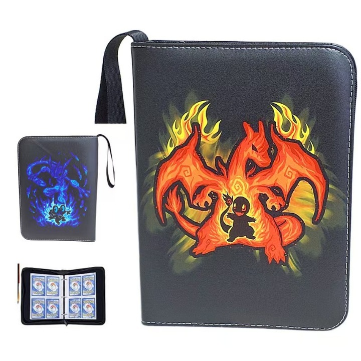 Kártyaalbum kártyavédő fóliákkal - 4 rekeszes tartó, 50 oldal, 426 férőhely, többszínű