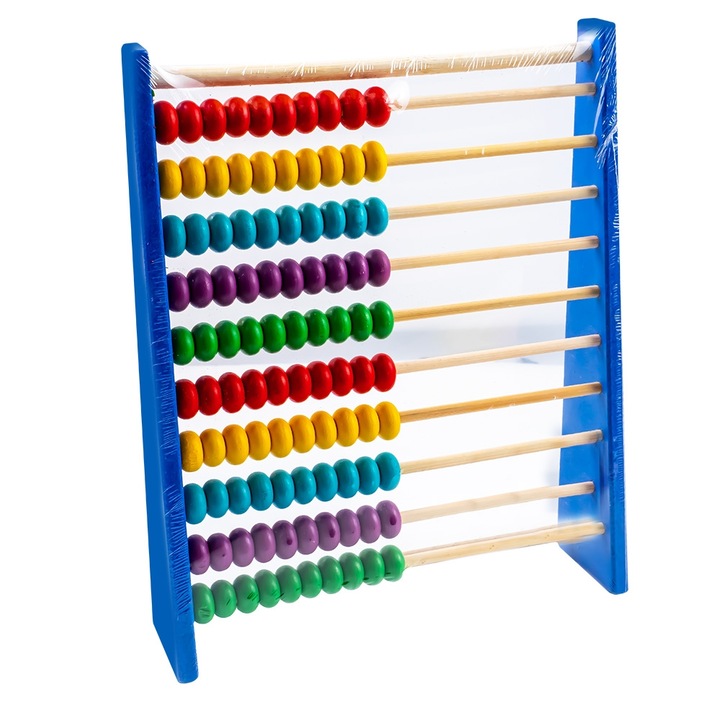 Socotitoare din lemn, 100 bile colorate, 20x5x24cm