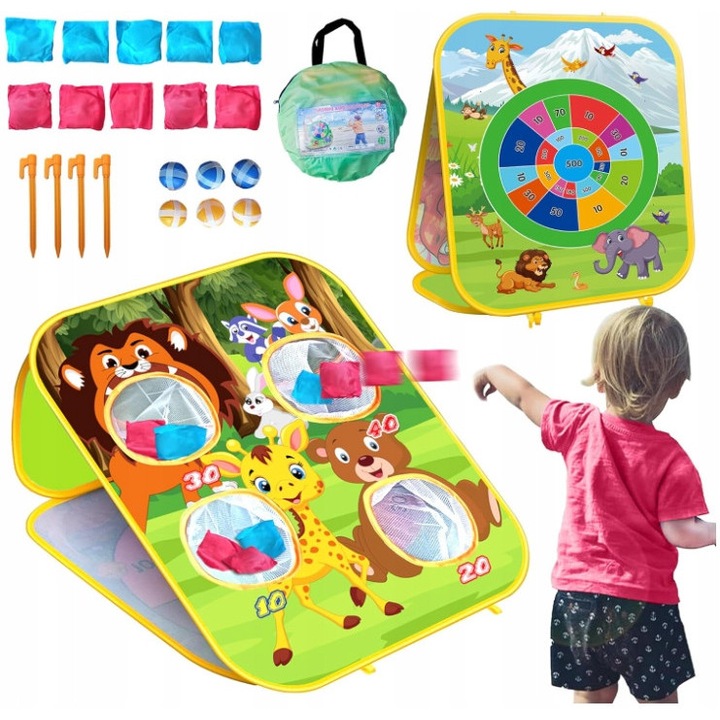 Joc interactiv aruncare saci, ZAXER, set 3-in-1, multicolor, 48x31x58cm