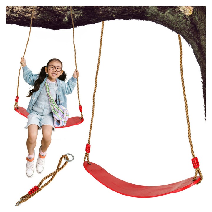 Детска градинска люлка, здрава, червена