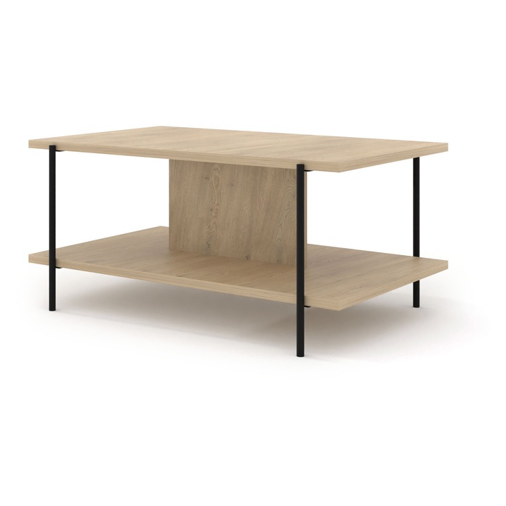 Mese set DRAGONFLY, 110x65cm, lemn stejar cremona, metal negru