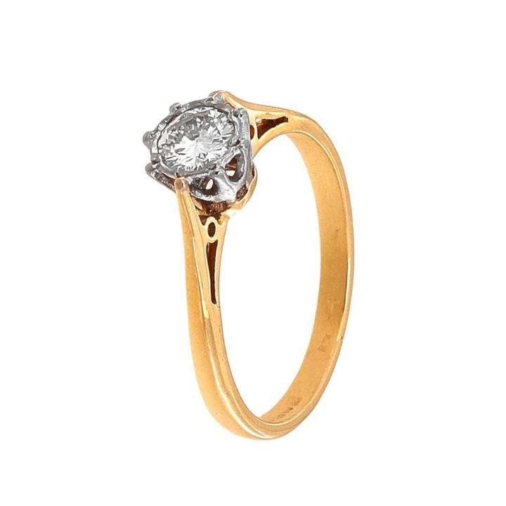 Inel de Logodna din aur 18K decorat cu Diamant Natural 0.36ct. J-K SI2 Marimea 52.5. 2.46g