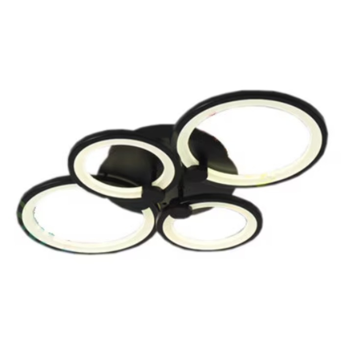 Lustra LED dimabila cu telecomanda si aplicatie, 3 tipuri lumina, Neagra