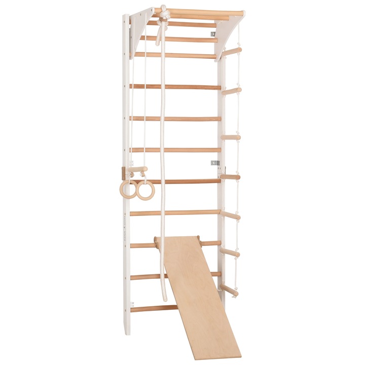Set echipament fitness RINAGYM, drabinka gimnastica, alb, 230x76x70cm, pentru utilizare interioara, capacitate 75-100 kg