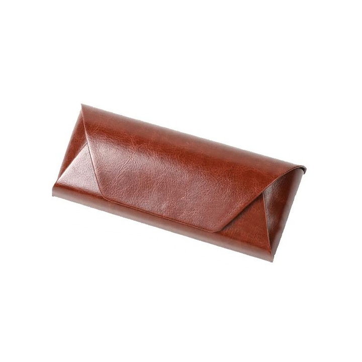 Cutie pentru ochelari, din piele, potrivita pentru toate tipurile de ochelari, inchidere magnetica, maro