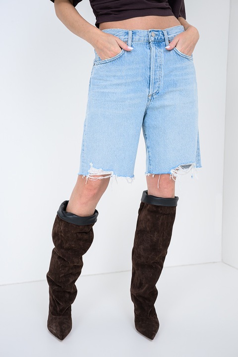 AGOLDE, Blugi scurti cu aspect deteriorat 90s, Albastru deschis