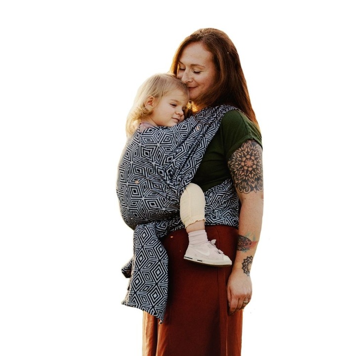 Esarfa din jacquard Little Frog Inky Cube, 3, 6 m, negru, bumbac