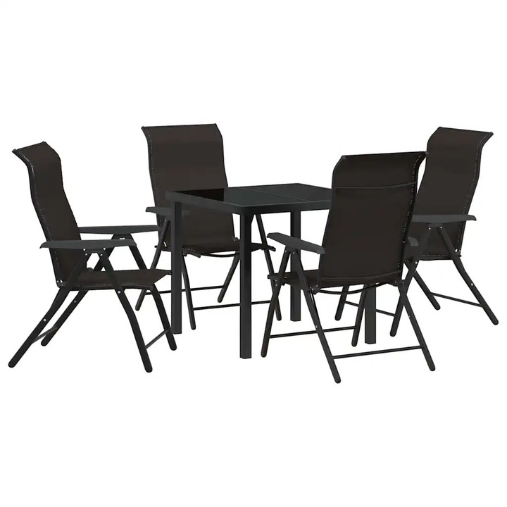 Set de masa pentru gradina 5 pcs Cafea neagra, vidaXL, 3379269