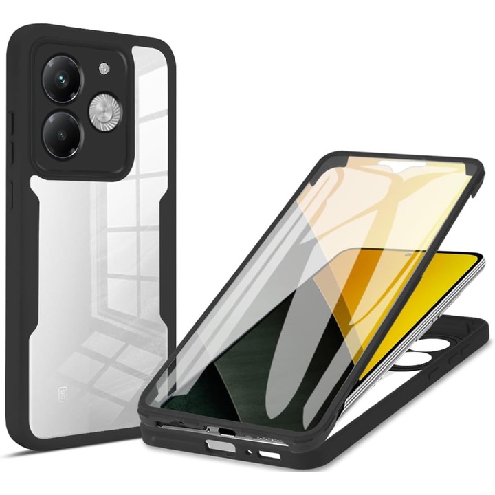 Комплект 360: Калъф с вградено фолио за Realme Note 70T 360 защита отпред / отзад - черен