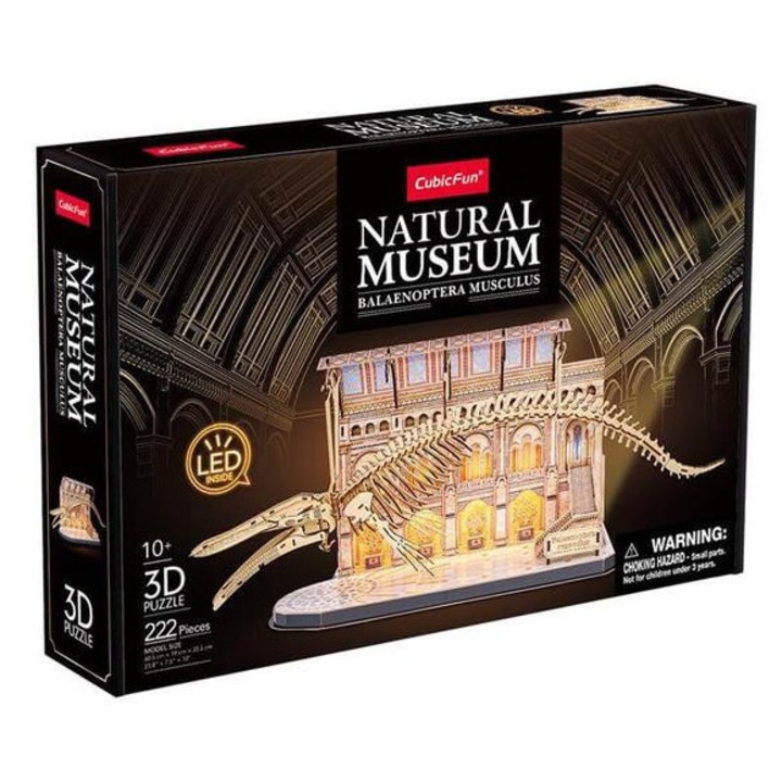 CubicFun 22 db-os 3D puzzle LED világítással - Múzeum sorozat - Kék bálna (L545)