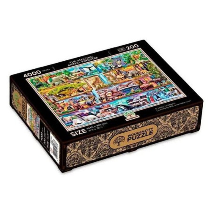 Wooden City 4000 части дървен пъзел - Вълшебното царство на животните (AN4000-0141-XXXL)