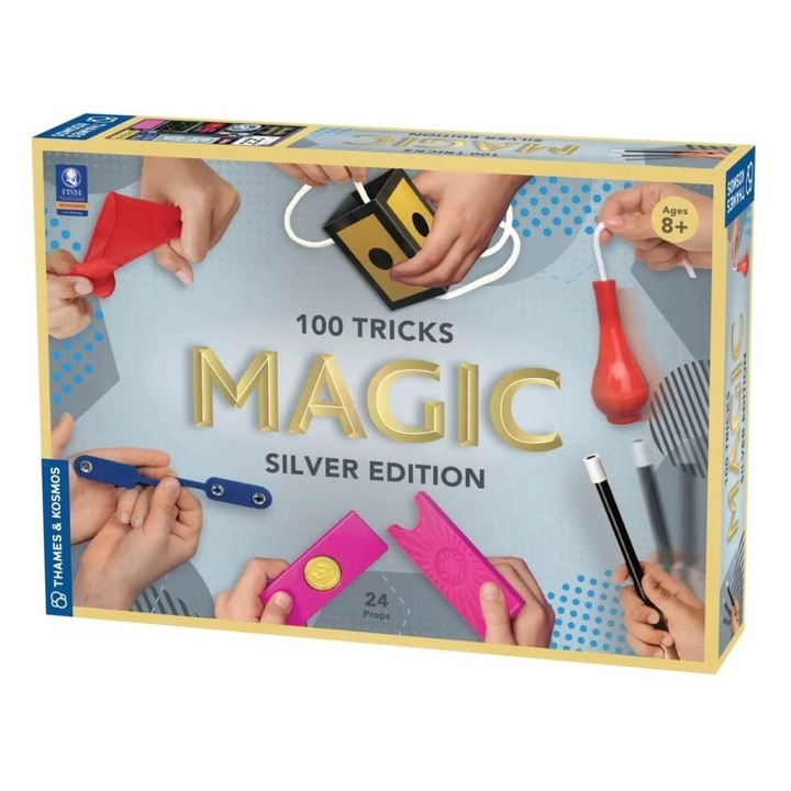 Joc de magie 100 de trucuri, Thames & Kosmos, Silver Edition, mix de materiale, pentru 8 ani+
