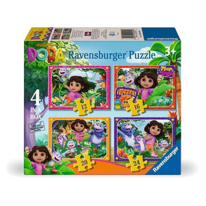 Ravensburger 4 az 1-ben puzzle (12,16,20,24 db-os) - Dóra a felfedező (12004204)