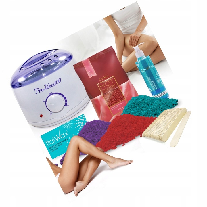 Set Depilare Ceară Tare Italwax 500g, Incalzitor Profesional 100W, Gel Răcoritor 100ml, Multicolor