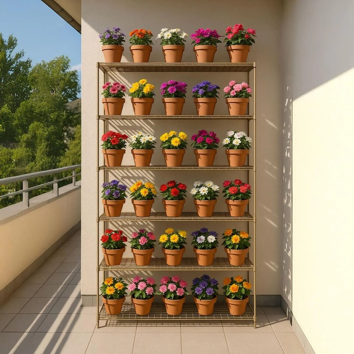 Növénytartó állvány, Northix, 6 polcos, fa, barna