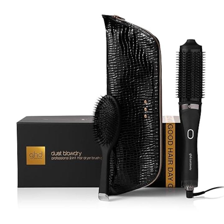 Set Cadou Perie Uscat-Par ghd Duet Blowdry, 2-in-1, Multicolor, Include Perie Ovală și Husă Termică