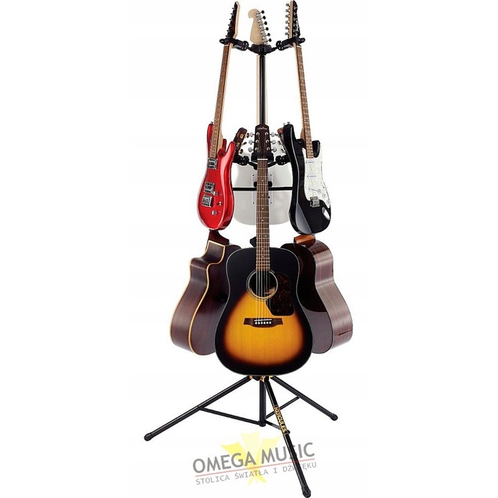 Suport profesional pliabil Hercules GS526B pentru 6 chitare, inaltime reglabila 150-190 cm, capacitate 40 kg, culoare negru