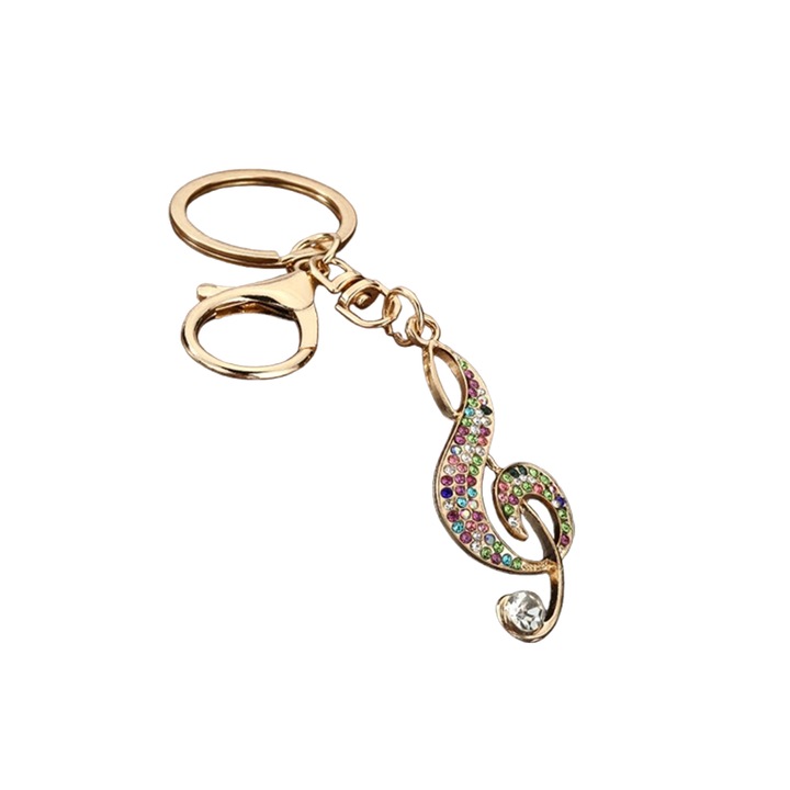Kreatív Kulcstartó Medál, Zenei Jegy, Fém, Strasszokkal, Kulcsokhoz és Hátizsákhoz, Többszínű