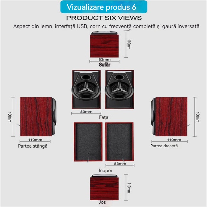Boxe PC, Boxe stereo, conectare USB pentru laptopuri notebook-uri ...