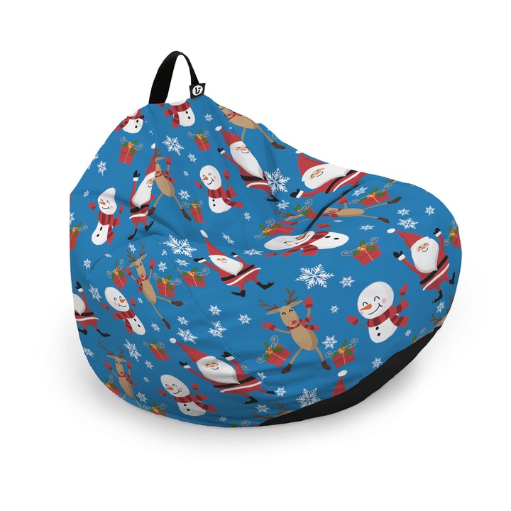 Husa Updeco Puf Beanbag tip Para L, impermeabil, cu maner, 80 x 80 x 55 cm, Snow Time