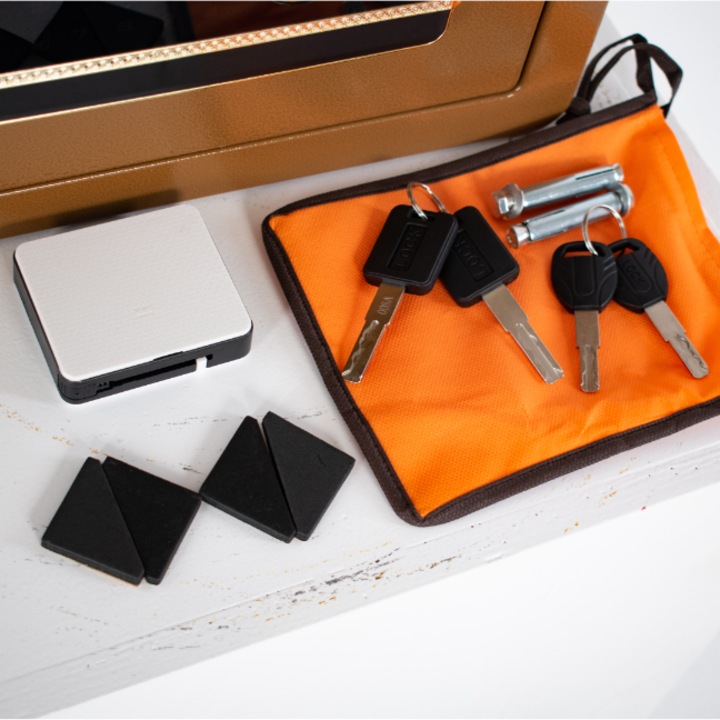 Seif biometrynic NIKCROP Double Lock-25, 3 moduri de deschidere, 25x35x25 cm, maro