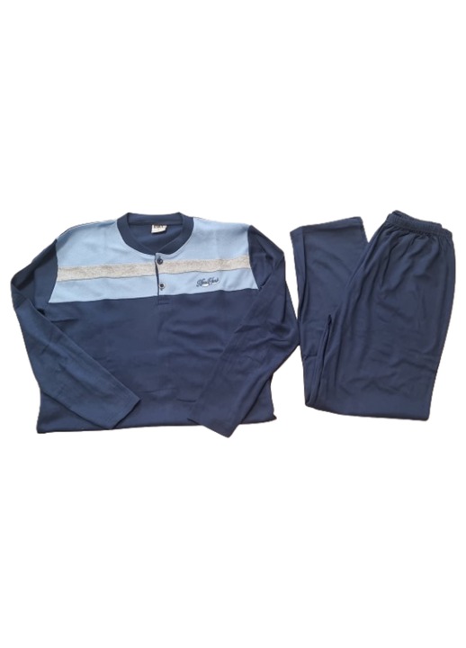 Kényelmes férfi pizsama, kék színű, Sötétkék/Világoskék