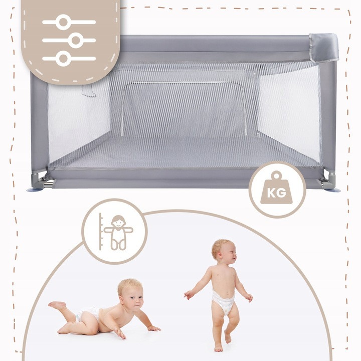 Tarc De Joaca Pliabil Pentru Bebelusi, Culoare Gri, Dimensiune 120x120 cm