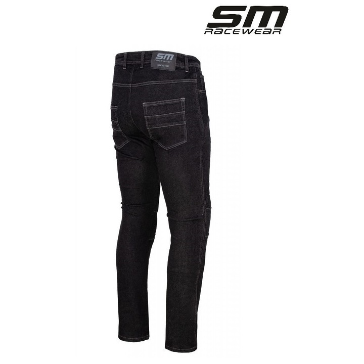 Blugi moto SM Racewear Strada, textil, protectii genunchi, negri, 32