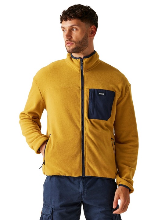 Ferfi kapucnis pulover Regatta sarga, cipzaros, polieszter, Sárga