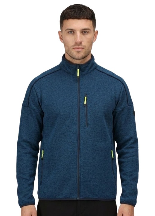 Férfi kapucnis pulóver Regatta, kék, cipzáras, galléros poliészter, Kék