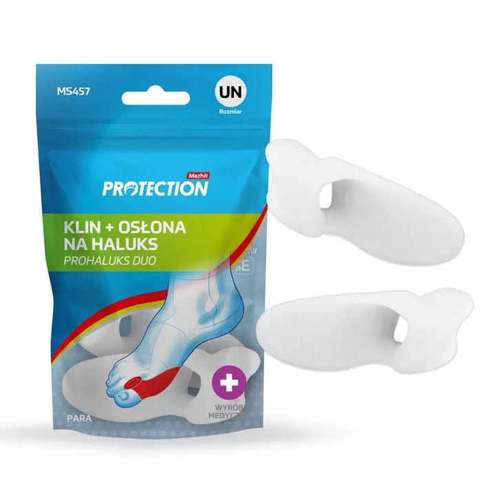 Orteza din silicon pentru haluce Mazbit PROHALUKS DUO MS457, clin interdigital, universal, pentru confort si corectie