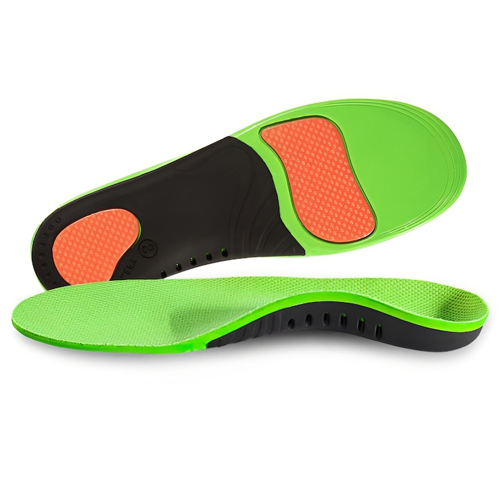 2 pár WOQICL® ortopéd talpbetét, fejlett PU + gél rendszerrel (lábujj és sarok), támogatás fáradt lábaknak és napi kellemetlenségekhez lúdtalp miatt, U-sarok, 41-43-as méret, uniszex