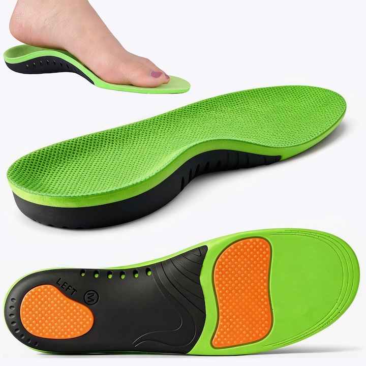 Set 2 Branturi Ortopedice WOQICL®, Cu Sistemul Avansat PU + Gel (Varf & Calcai), pentru Platfus si Fascita Plantara, Suport cu Arc Rigid, U-Calcai, Marime Ajustabila 35-37, Unisex