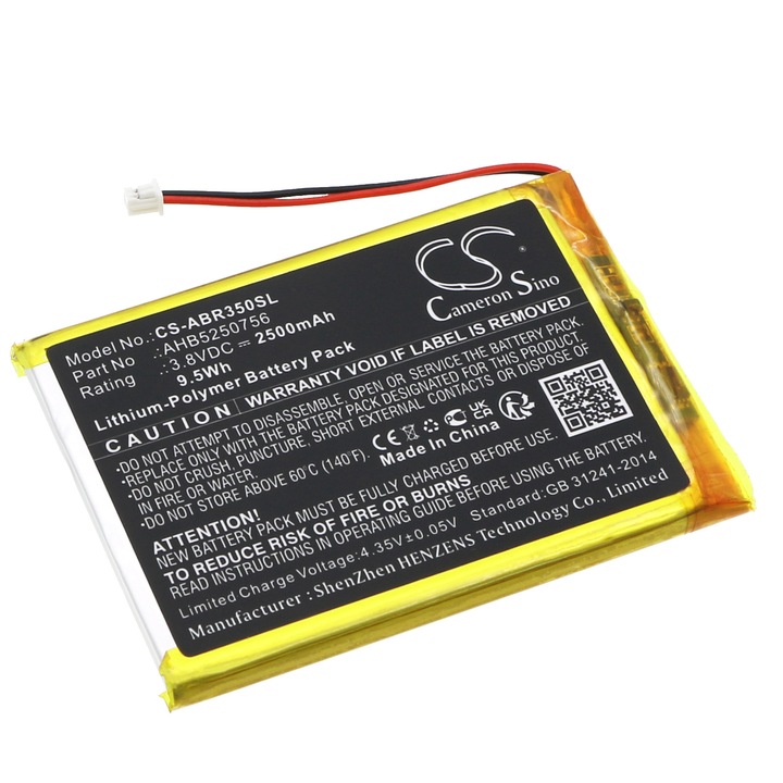 Li-Polimer akkumulátor 2500mAh, Cameron Sino, 70.50x49.60x5.10mm, Fekete