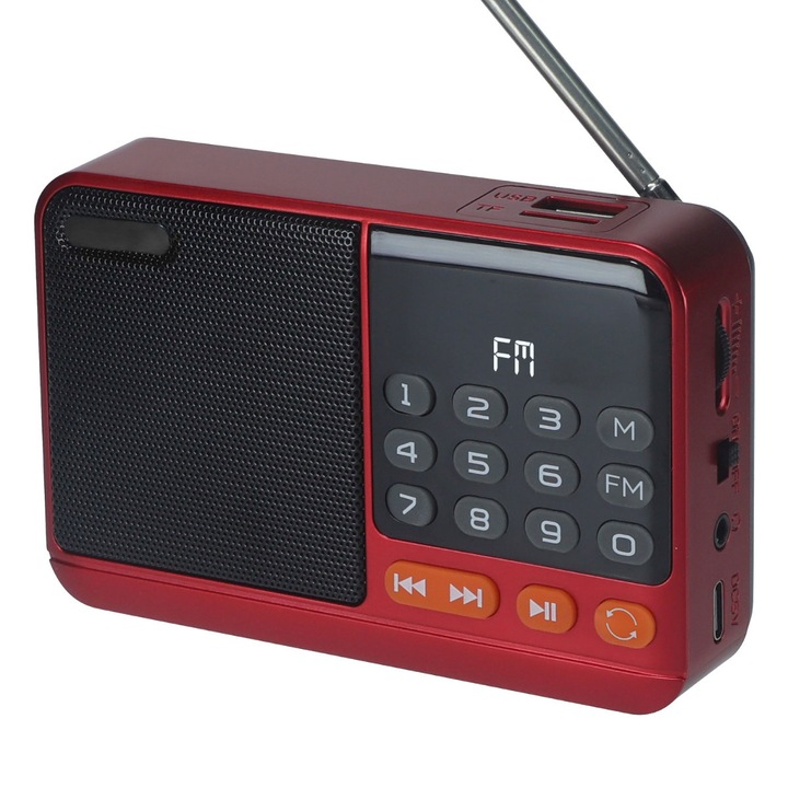 Radio Portabil Multifunctional Setty SFM-01M cu Bluetooth, FM, USB, MicroSD si Antena Retractabila, pentru Ascultare Acasa si in Calatorii