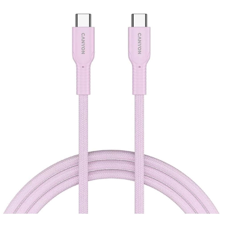 Canyon CND-CCAP60AB10PK adatkábel, USB-C - USB-C, 1 m Rózsaszín