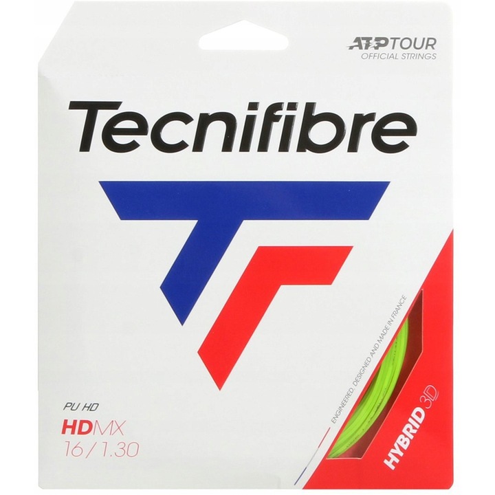 Tenisz húrkészlet Tecnifibre HDMX 1,25mm, sárga, 12m, hibrid multifilament