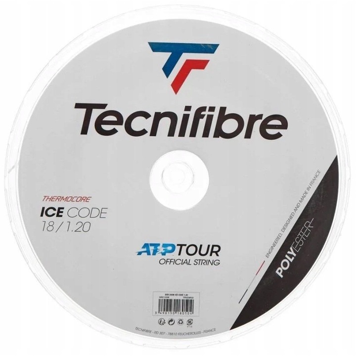 Set corzi tenis Tecnifibre Ice Code, monofilament co-poliester, 1.3 mm, alb, 200m
