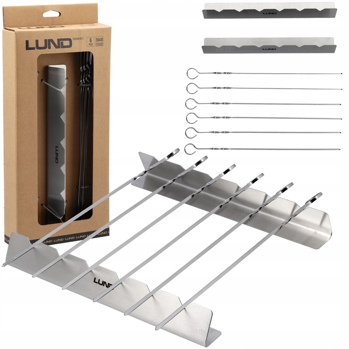 Set 6 Frigarui din Inox, 31cm, cu Suport pentru Gratar, 5mm grosime, multicolor