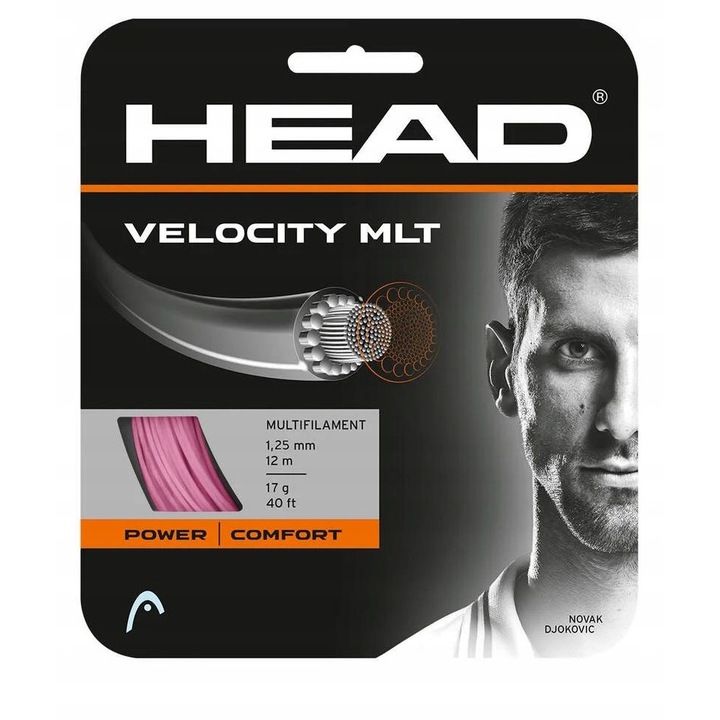 Корда за тенис HEAD Velocity MLT 12m, мултифиламент, 1.25мм, розова