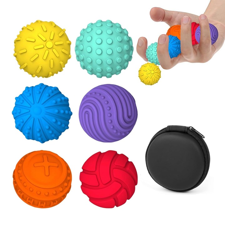 Bile magnetice din silicon, Chucai 6 buc, jucarii senzoriale pentru ameliorarea stresului, multicolor, 3cm