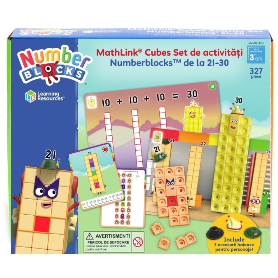 Set educativ de activitati de la 21 -30 in limba romana, MathLink®Cubes Numberblocks, Learning Resources