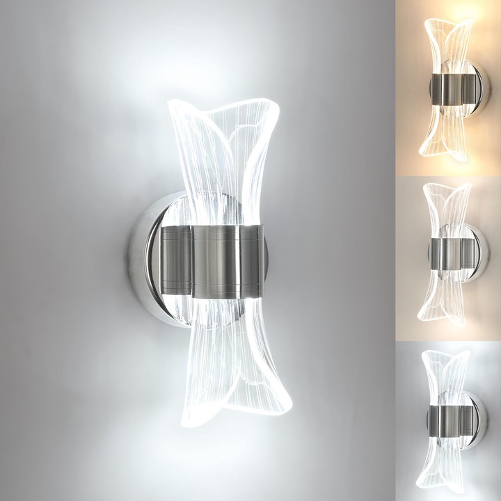 Beltéri LED lámpa, Toolight, Króm, 3000K/4500K/6500K, 22x10cm, 12W