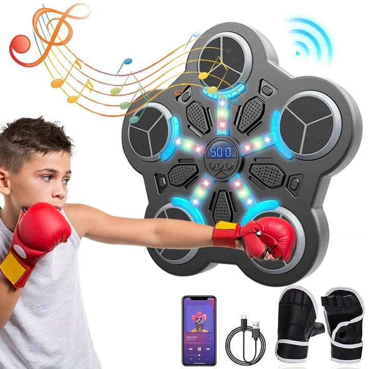 Aparat de Box Muzical cu Bluetooth si Manusi Incluse - eMAG.ro